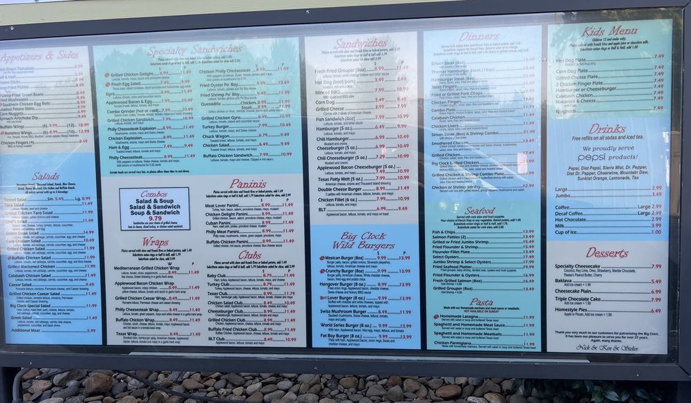 The Big Clock of Berea Menu - Image 1