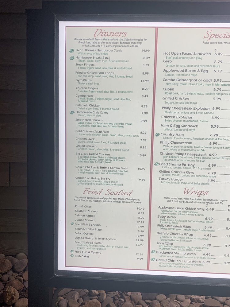 The Big Clock of Berea Menu - Image 4